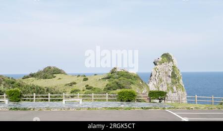 Monkey Rock, der von der Natur über viele Jahre geschaffen wurde, sieht aus wie ein Affe, der wegblickt, ist ein beliebtes Touristenziel. Stockfoto