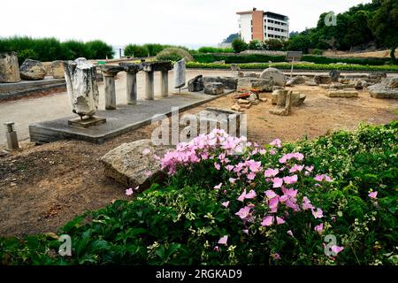 Griechenland, Chalkidiki - Tempel des Ammon Zeus eine antike archäologische Stätte in Kallithea am Ufer der Ägäis Stockfoto