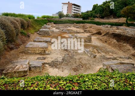 Griechenland, Chalkidiki - Tempel des Ammon Zeus eine antike archäologische Stätte in Kallithea am Ufer der Ägäis Stockfoto