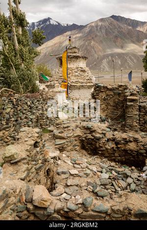 Indien, Ladakh, Zanskar, Karsha, alte Küken im Dorf Stockfoto