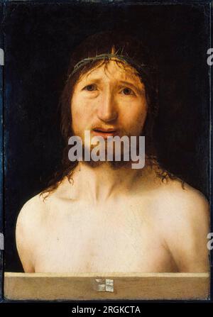 Antonello da Messina, Christus gekrönt mit Dornen, (Ecce Homo), Ölgemälde und Tempera auf Holz, 1470-1479 Stockfoto