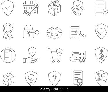 Symbole Für Produktgarantie Eingestellt. Garantie, Versicherung, Garantiekarte. Bearbeitbare Kontur. Vektorsammlung Für Einfache Symbole Stock Vektor