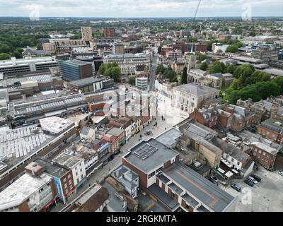 Chelmsford City Centre Essex UK Luftfahrt Drohnenblick Stockfoto