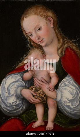 Madonna und Kind mit Trauben um 1537 von Lucas Cranach dem Ältesten Stockfoto