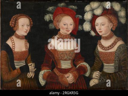 Die Prinzessinnen Sibylla (1515-1592), Emilia (1516-1591) und Sidonia (1518-1575) Sachsens um 1535 von Lucas Cranach dem Ältesten Stockfoto