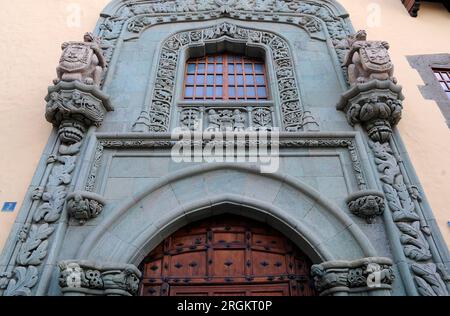 Casa de Colon, südliche Fassade (16. Jahrhundert). Las Palmas de Gran Canaria, Kanarische Inseln, Spanien. Stockfoto