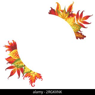 Herbstlaub im weißen Kreis. Isoliert auf weiß. Stock Vektor