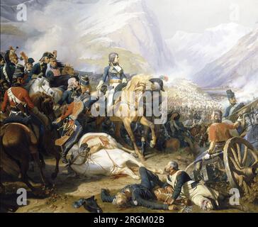 SCHLACHT VON RIVOLI (14-15. Januar 1797) Gemälde von Henri Philippoteaux, die Napoleon im französischen Feldzug gegen Österreich in Itly als Kommandant seiner Truppen zeigen Stockfoto