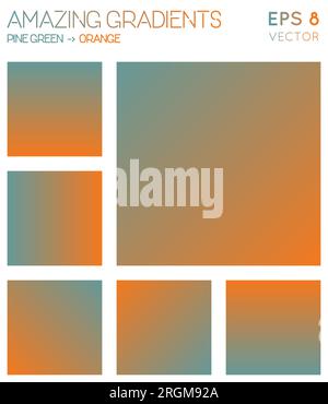 Farbenfrohe Farbverläufe in Tannengrün- und Orange-Tönen. Entzückender verlaufender Hintergrund, unauslöschliche Vektorillustration. Stock Vektor