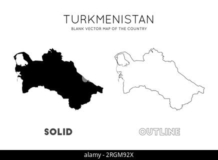 Turkmenistan-Karte. Leere Vektorkarte des Landes. Grenzen Turkmenistans für Ihre Infografik. Vektordarstellung. Stock Vektor