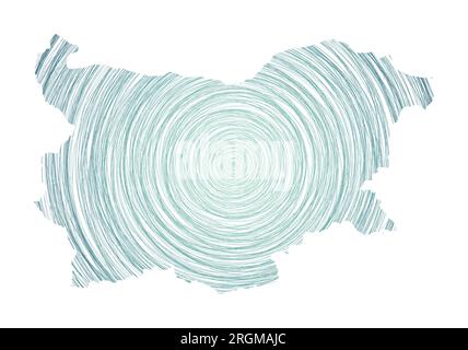 Bulgarien Karte gefüllt mit konzentrischen Kreisen. Skizzieren Sie Kreise in Form des Landes. Vektordarstellung. Stock Vektor