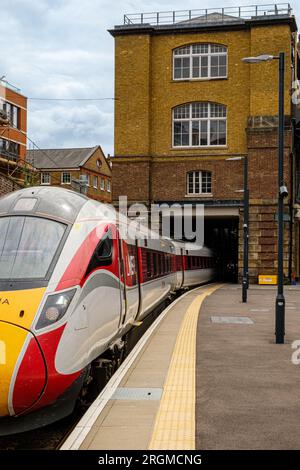 LNER Class 801 Azuma, Kings Cross Station, Euston Road, London, England Stockfoto