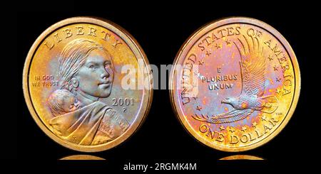 2001 Sacagawea-1-Dollar-Münze Stockfoto
