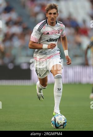 Juventus, Italien. 9. Aug. 2023. Alessandro Citi von Juventus während des Trainingskampfes im Allianz-Stadion, Turin. Foto: 9. August 2023. Der Bildausdruck sollte lauten: Jonathan Moscrop/Sportimage Credit: Sportimage Ltd/Alamy Live News Stockfoto