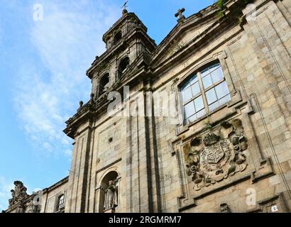 Fassade der Jesuitenkirche und Kapelle Iglesia de la Compañía de Jesús der Universität Santiago de Compostela Galicien Spanien Stockfoto