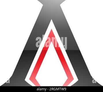 Schwarzer und roter glänzender säulenförmiger Buchstabe Ein Symbol auf weißem Hintergrund Stock Vektor