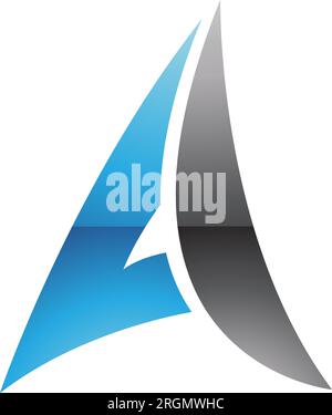 Blaues und schwarzes Hochglanzpapier Ebenenförmiges Symbol auf weißem Hintergrund Stock Vektor