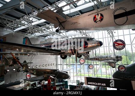 Washington, USA. 10. Aug. 2023. Das Foto wurde am 10. August 2023 aufgenommen und zeigt Ausstellungen im National Air and Space Museum in Washington, DC, USA. Das National Air and Space Museum beherbergt über 60.000 Artefakte. Das Hauptgebäude des Museums wurde 1976 an der National Mall eröffnet. Kredit: Liu Jie/Xinhua/Alamy Live News Stockfoto