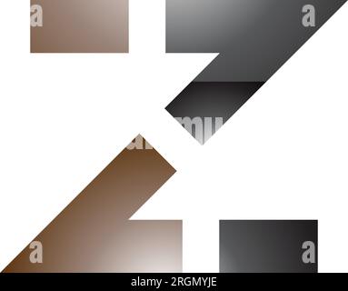Braunes und schwarzes, glänzendes, gepunktetes, linienförmiges Z-Symbol auf weißem Hintergrund Stock Vektor