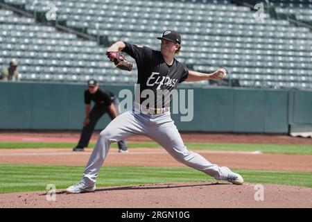 August 6 2023: El Paso Pitcher Jay Groome (44) wirft während des Spiels mit El Paso Chihuahuas und Salt Lake Bees im Smiths Field in Salt Lake Ut. David Seelig/Cal Sport Medi Stockfoto