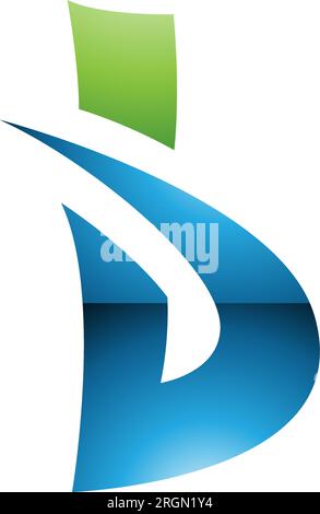 Grünes und blaues, glänzendes, fettes, spikes Symbol mit Buchstabe B auf weißem Hintergrund Stock Vektor