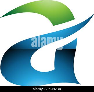 Grüne und blaue glänzende, gewölbte Spitzen Ein Symbol auf weißem Hintergrund Stock Vektor