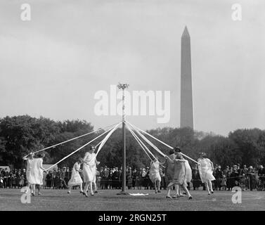 May Pole Dance auf Ellipse in Washington D.C. Ca. 1925 Stockfoto