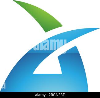 Grüner und blauer, glänzender, spiky-grasförmiger Buchstabe Ein Symbol auf weißem Hintergrund Stock Vektor