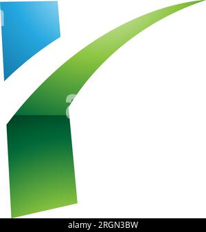 Grünes und blaues, glänzendes, spikyförmiges R-Symbol auf weißem Hintergrund Stock Vektor