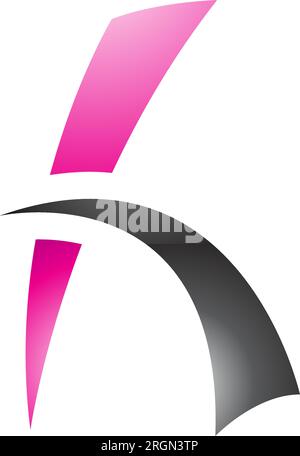 Symbol für den magentafarbenen und schwarzen glänzenden Buchstaben H mit spitzen Linien auf weißem Hintergrund Stock Vektor