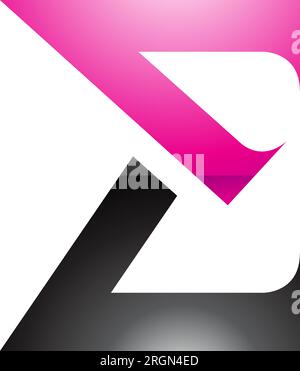 Magentafarbenes und schwarzes, scharfes, elegantes E-Symbol auf weißem Hintergrund Stock Vektor