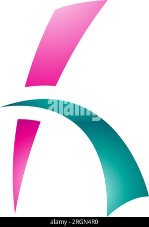 Symbol für den magentafarbenen und grünen glänzenden Buchstaben H mit spitzen Linien auf weißem Hintergrund Stock Vektor
