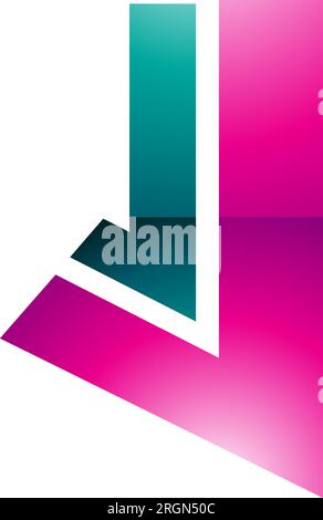 Symbol für den magentafarbenen und grünen glänzenden Buchstaben J mit geraden Linien auf weißem Hintergrund Stock Vektor