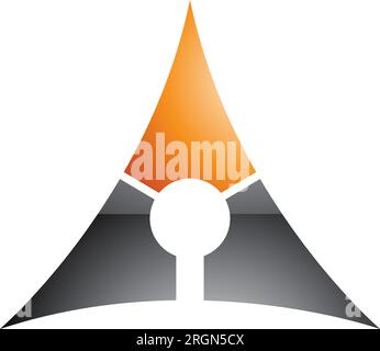 Orangefarbener und schwarzer, abgeflachter glänzender Dreiecksbuchstabe Ein Symbol auf weißem Hintergrund Stock Vektor