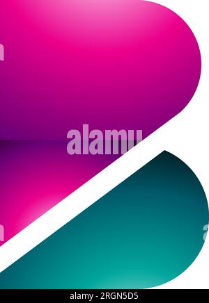 Magenta und Persisch Grün Fett glänzendes Symbol mit Buchstabe B auf weißem Hintergrund Stock Vektor