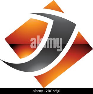Orangefarbenes und schwarzes glänzendes quadratisches J-Symbol auf weißem Hintergrund Stock Vektor