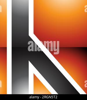 Symbol für den orangefarbenen und schwarzen glänzenden H-Buchstaben mit geraden Linien auf weißem Hintergrund Stock Vektor