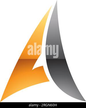 Orange und Schwarz Hochglanzpapier Ebenenförmiger Buchstabe Ein Symbol auf weißem Hintergrund Stock Vektor