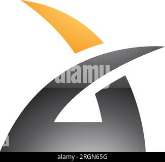 Orangefarbener und schwarzer glänzender, spiky-grasförmiger Buchstabe Ein Symbol auf weißem Hintergrund Stock Vektor