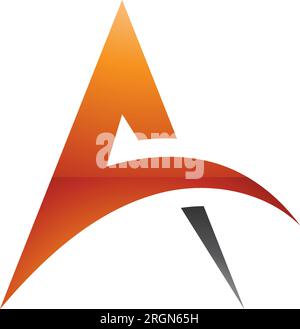 Orangefarbener und schwarzer glänzender, spikartiger Buchstabe Ein Symbol auf weißem Hintergrund Stock Vektor