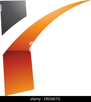 Orangefarbenes und schwarzes, glänzendes, spikyförmiges R-Symbol auf weißem Hintergrund Stock Vektor