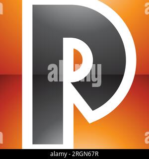 Orangefarbenes und schwarzes glänzendes quadratisches P-Symbol auf weißem Hintergrund Stock Vektor