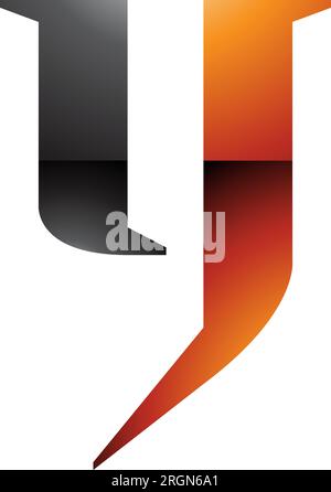 Orangefarbenes und schwarzes glänzendes Kleinbuchstabensymbol Y auf weißem Hintergrund Stock Vektor