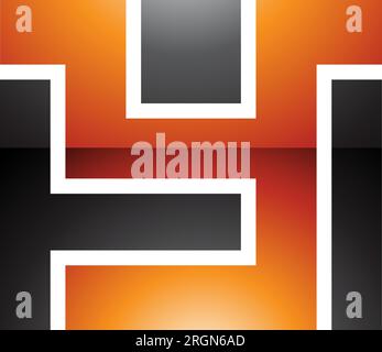 Orangefarbenes und schwarzes glänzendes rechteckiges Symbol mit dem Buchstaben Y auf weißem Hintergrund Stock Vektor