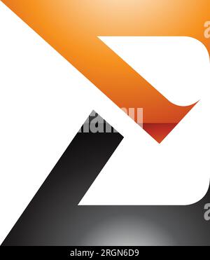 Orange und Schwarz scharfes, elegantes E-Symbol auf weißem Hintergrund Stock Vektor