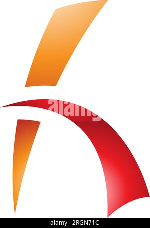 Symbol für den orangefarbenen und roten glänzenden H-Buchstaben mit spitzen Linien auf weißem Hintergrund Stock Vektor