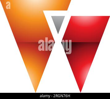 Symbol für den orangefarbenen und roten glänzenden Buchstaben W mit Dreiecken auf weißem Hintergrund Stock Vektor