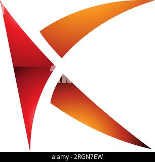 Orangefarbenes und rotes, glänzendes, spikyfarbenes K-Symbol auf weißem Hintergrund Stock Vektor