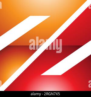 Orangefarbenes und rotes glänzendes dreieckiges quadratisches Z-Symbol auf weißem Hintergrund Stock Vektor