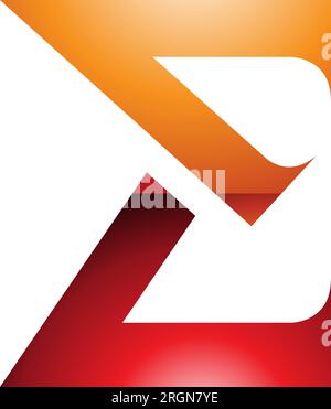 Orange und Rot scharfes, glänzendes, elegantes E-Symbol auf weißem Hintergrund Stock Vektor